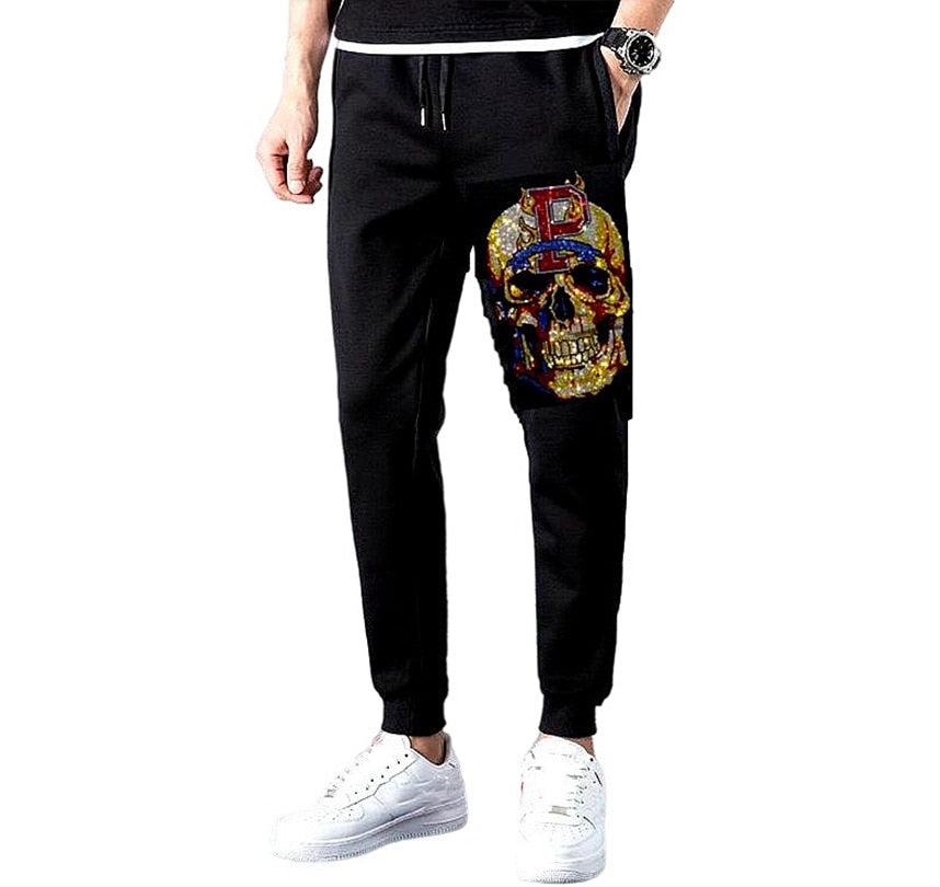 Sweatpants Men Anime Skull Pants Fashions Joggers Pants Male   Rhinestones Sweatpants  Fitness Track Pants Men Sweat Trouser