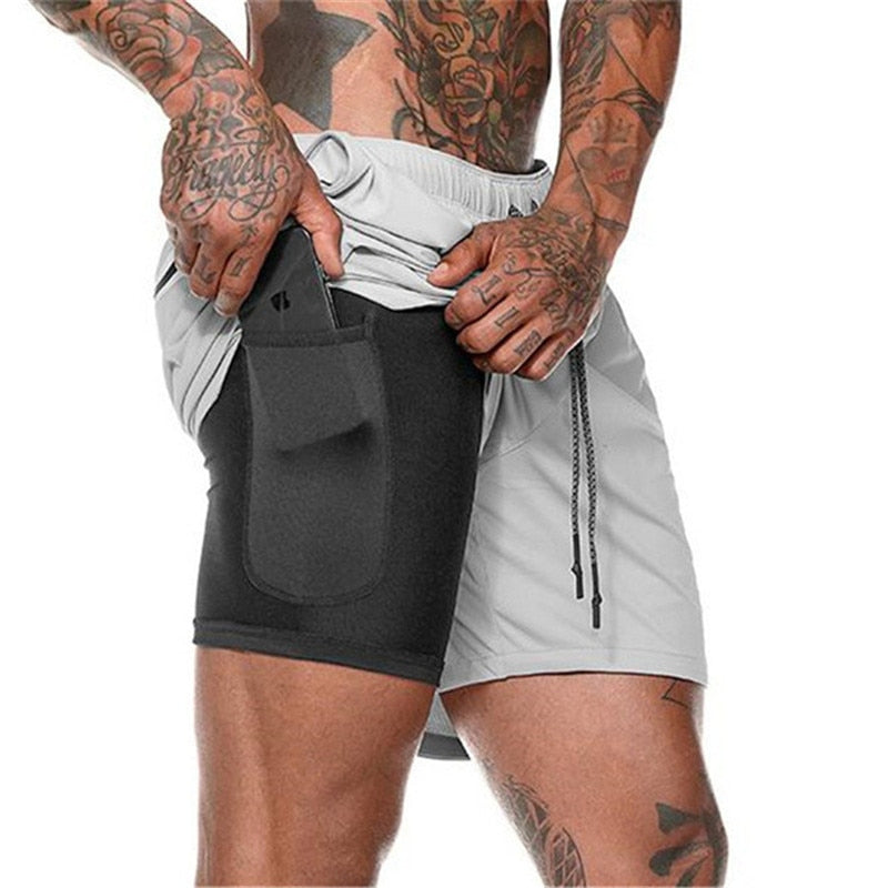 2022 NEW Men's Running Shorts Mens 2 in 1 Sports Shorts Male double-deck Quick Drying Sports men Shorts Jogging Gym Shorts men