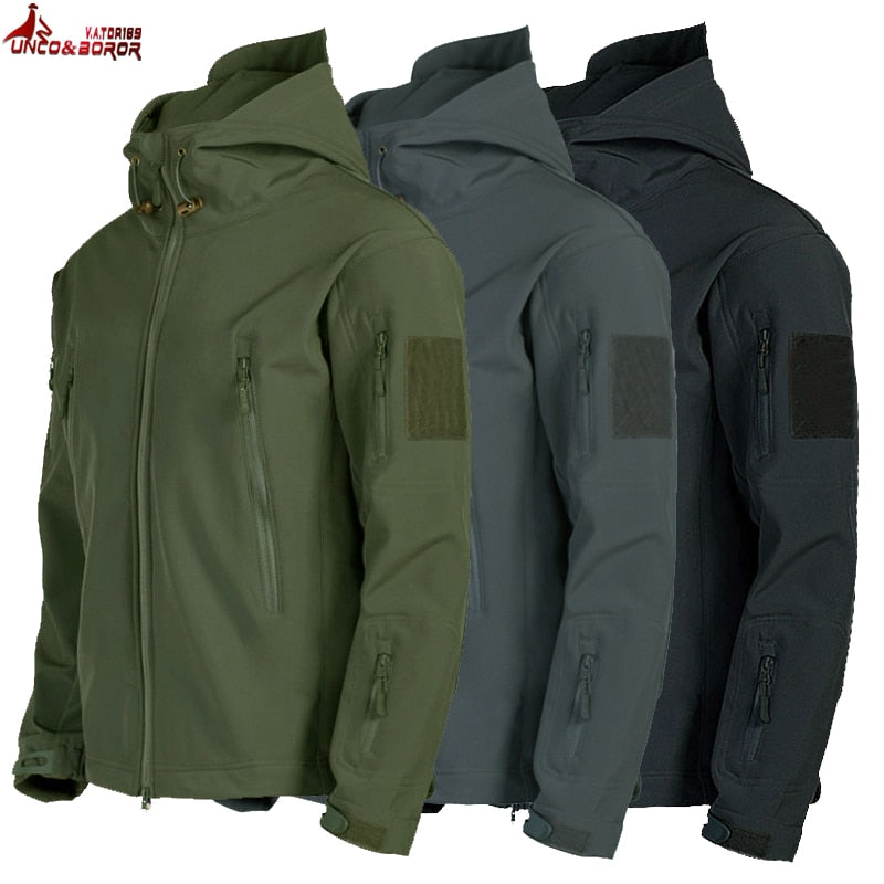 Military Shark Skin Soft Shell Jackets Men Tactical Windproof Waterproof jacket men Army Combat Jackets Mens Hooded Bomber Coats