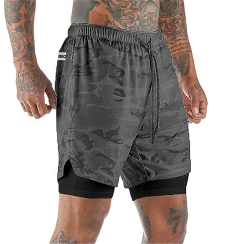 2022 NEW Men's Running Shorts Mens 2 in 1 Sports Shorts Male double-deck Quick Drying Sports men Shorts Jogging Gym Shorts men