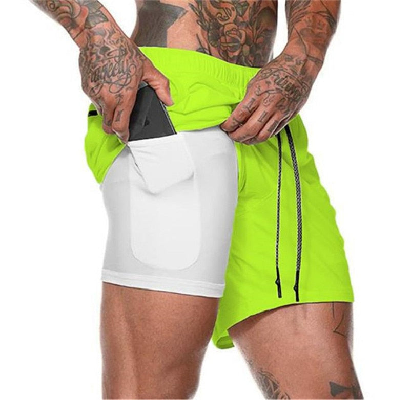 2022 NEW Men's Running Shorts Mens 2 in 1 Sports Shorts Male double-deck Quick Drying Sports men Shorts Jogging Gym Shorts men