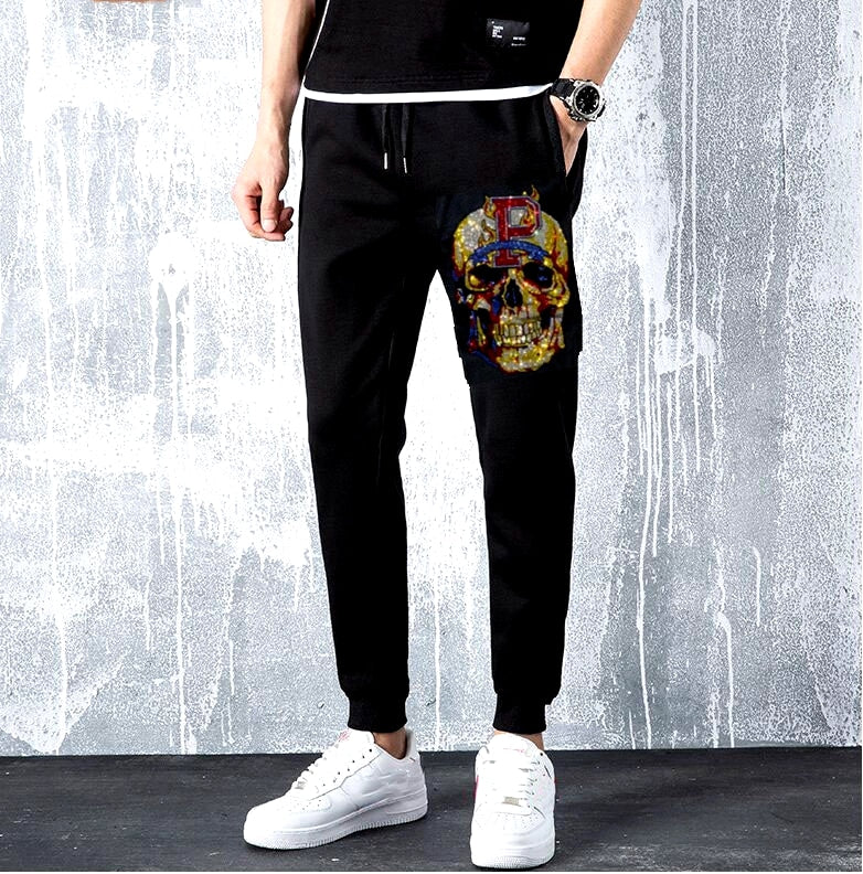 Sweatpants Men Anime Skull Pants Fashions Joggers Pants Male   Rhinestones Sweatpants  Fitness Track Pants Men Sweat Trouser