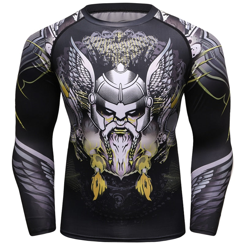 Summer Men Compression Shirts MMA 3D Print Tshirt Rashguard Fitness Long Sleeve Tight Breathable Tops Bodybuilding CamisetasTees