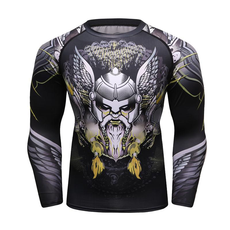 Summer Men Compression Shirts MMA 3D Print Tshirt Rashguard Fitness Long Sleeve Tight Breathable Tops Bodybuilding CamisetasTees