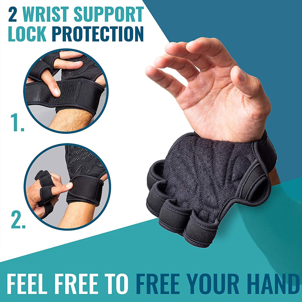 WorthWhile Half Finger Gym Fitness Gloves Hand Palm Protector with Wrist Wrap Support Crossfit Workout Power Weight Lifting