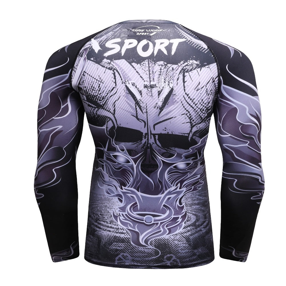 Summer Men Compression Shirts MMA 3D Print Tshirt Rashguard Fitness Long Sleeve Tight Breathable Tops Bodybuilding CamisetasTees