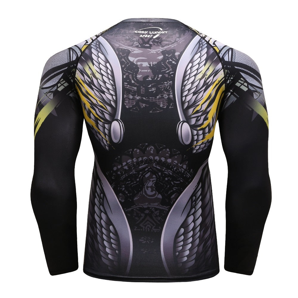 Summer Men Compression Shirts MMA 3D Print Tshirt Rashguard Fitness Long Sleeve Tight Breathable Tops Bodybuilding CamisetasTees