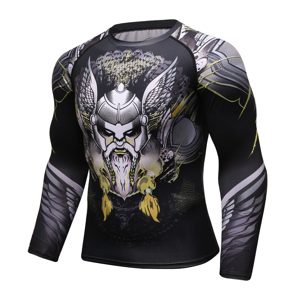 Summer Men Compression Shirts MMA 3D Print Tshirt Rashguard Fitness Long Sleeve Tight Breathable Tops Bodybuilding CamisetasTees