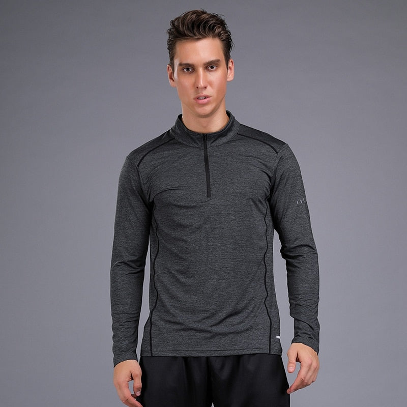 Running Long Shirts Men Quick Dry Workout Compression Tee Gym Exercises Outdoor Jerseys Mountaineering Spring Training Pullover