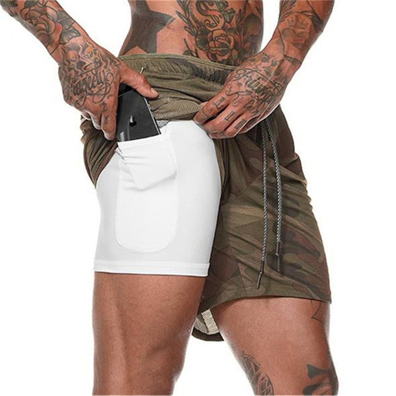 2022 NEW Men's Running Shorts Mens 2 in 1 Sports Shorts Male double-deck Quick Drying Sports men Shorts Jogging Gym Shorts men