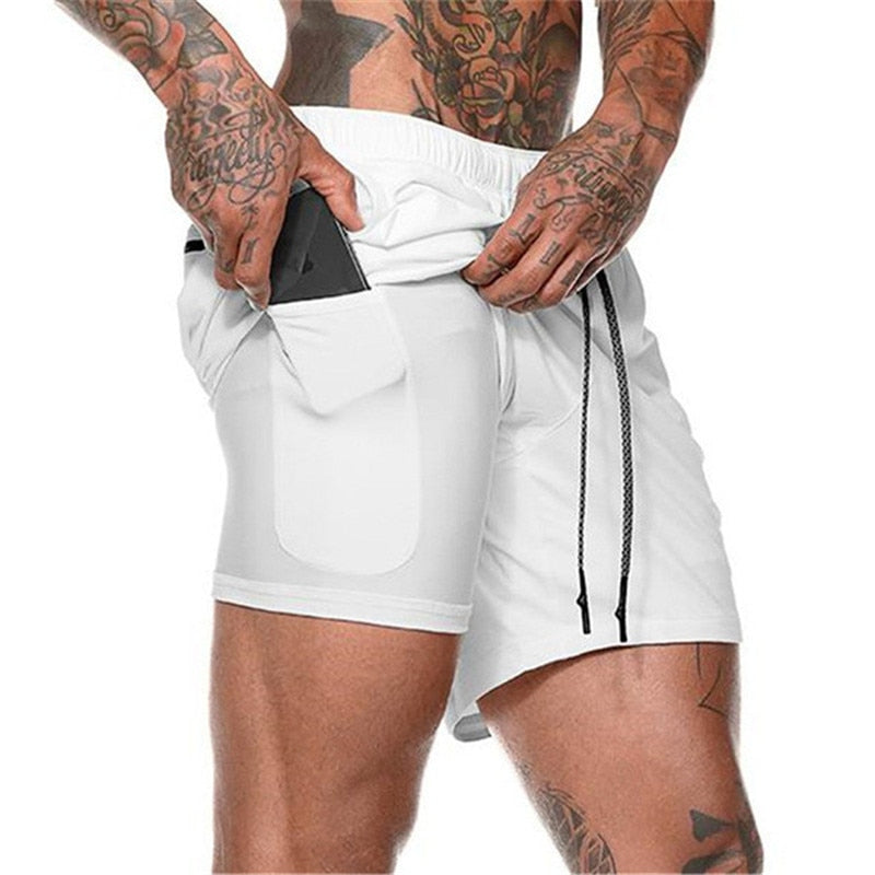 2022 NEW Men's Running Shorts Mens 2 in 1 Sports Shorts Male double-deck Quick Drying Sports men Shorts Jogging Gym Shorts men