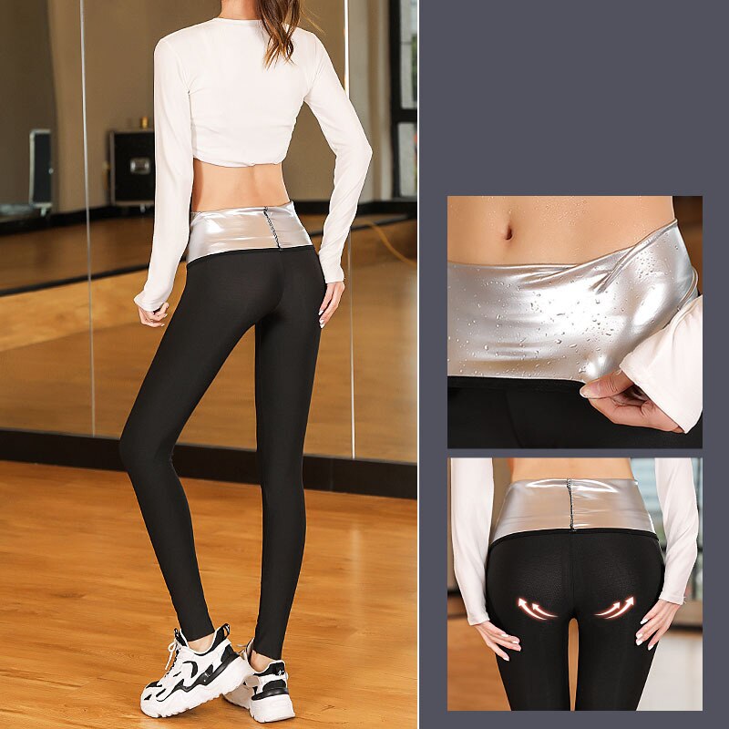 Women Thermo Body Shaper Slimming Pants Silver coating Weight Loss Waist Trainer Fat Burning Sweat Sauna Capris Leggings Shapers