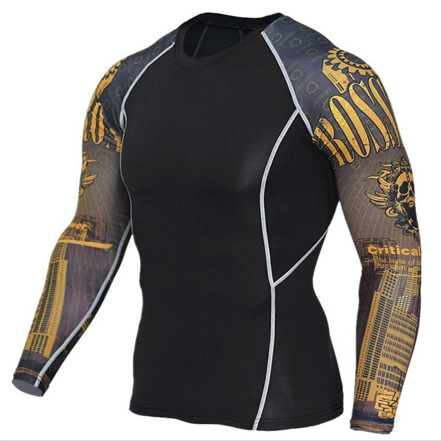 Compression Shirts Men Gym T-shirt Fitness Sport Shirt Men Running TShirt Dry Fit Long Sleeve Bodybuilding T-Shirts Rashguard