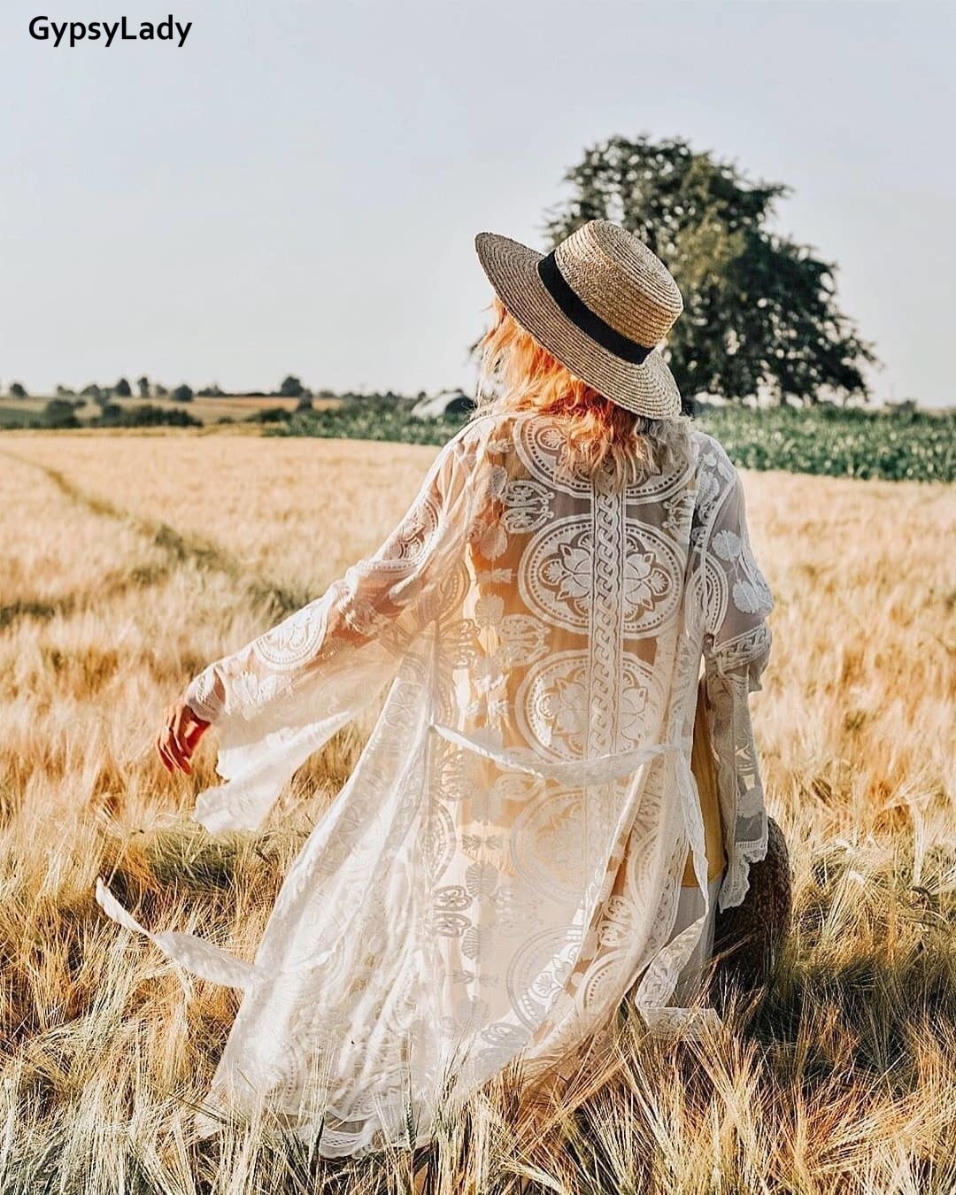 GypsyLady Summer Sunshine Embroidered Mesh Cover-Ups Longline Kimono White Tunic Beach Kaftan Holiday Long Boho Swimwears Tops