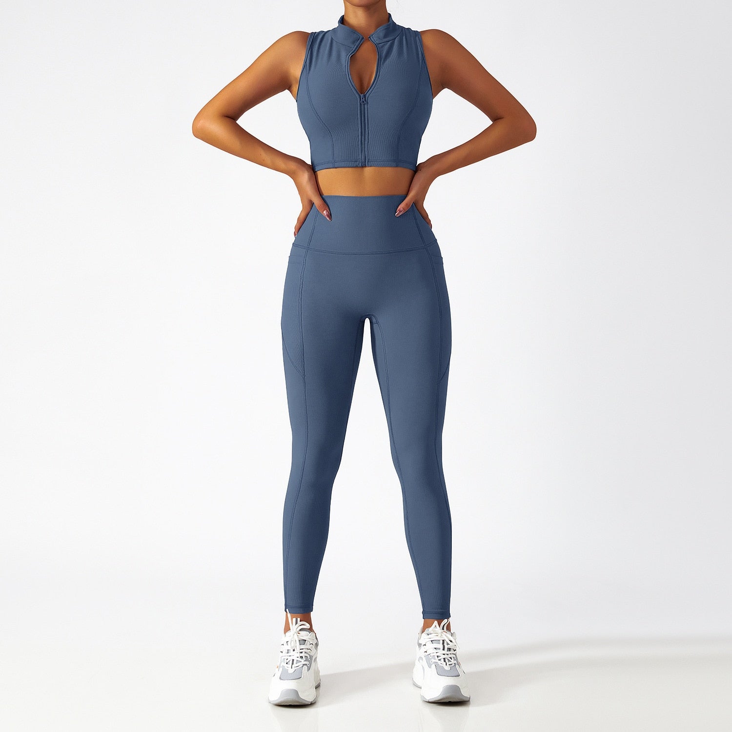 Yoga Set 2 Piece Women Sportswear Workout Clothes Women Sport Sets Suits For Fitness Long Sleeve Seamless Gym Push Up Leggings