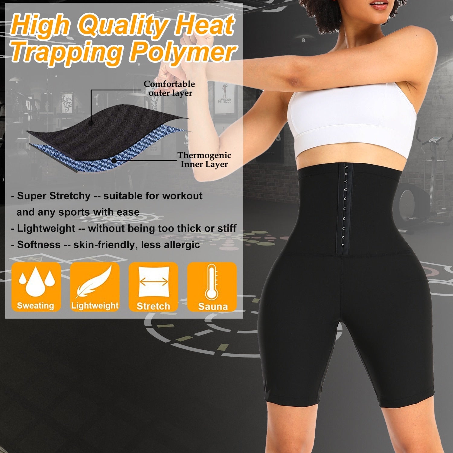 Sauna Sweat Pants for Women High Waisted Thermo Shorts Workout Body Shaper Waist Trainer Capris Weight Loss Shaperwear