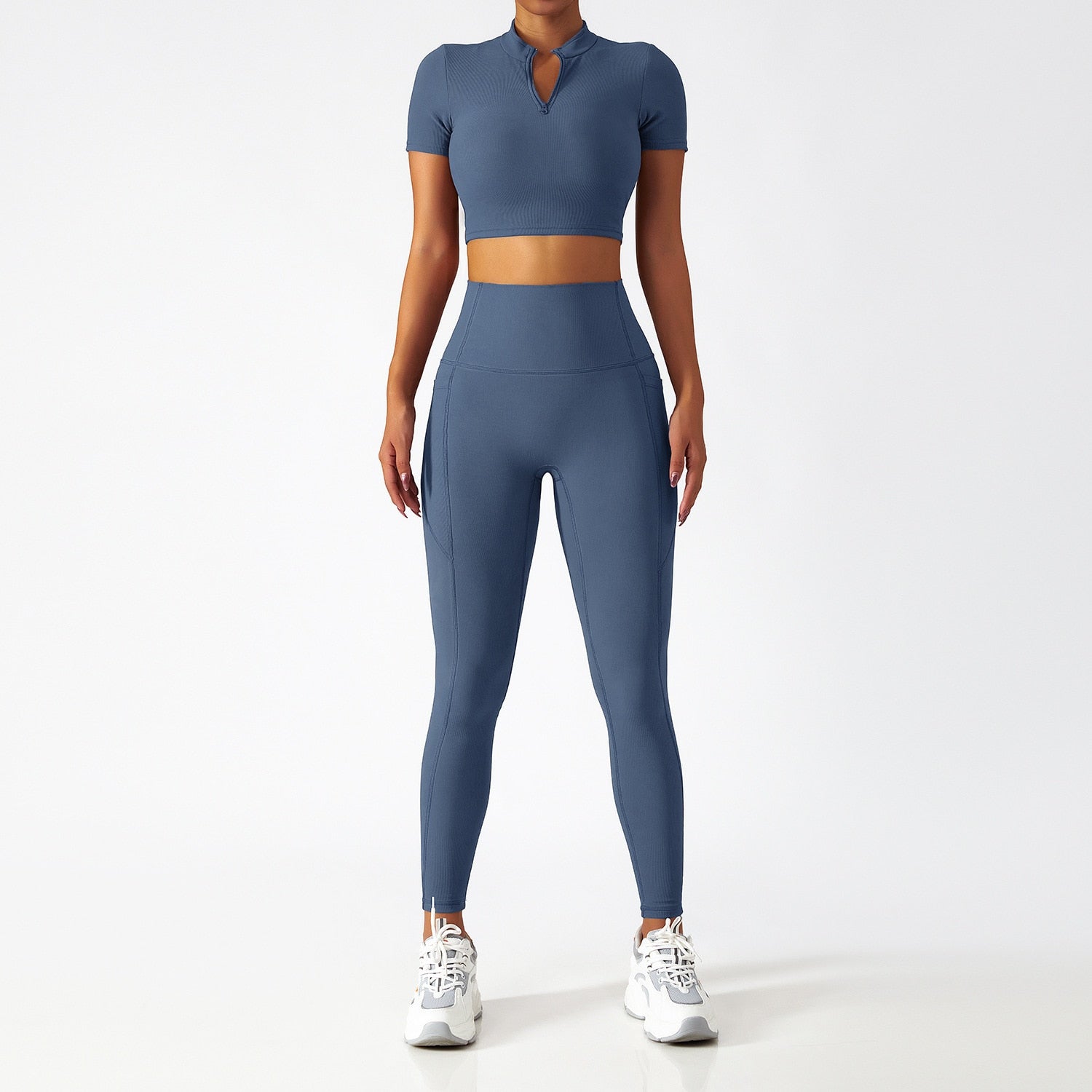 Yoga Set 2 Piece Women Sportswear Workout Clothes Women Sport Sets Suits For Fitness Long Sleeve Seamless Gym Push Up Leggings