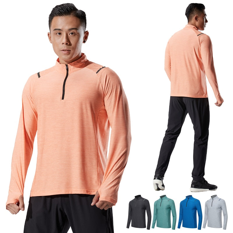 Running Long Shirts Men Quick Dry Workout Compression Tee Gym Exercises Outdoor Jerseys Mountaineering Spring Training Pullover